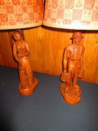 Pair of Handcarved Wooden Lamps
