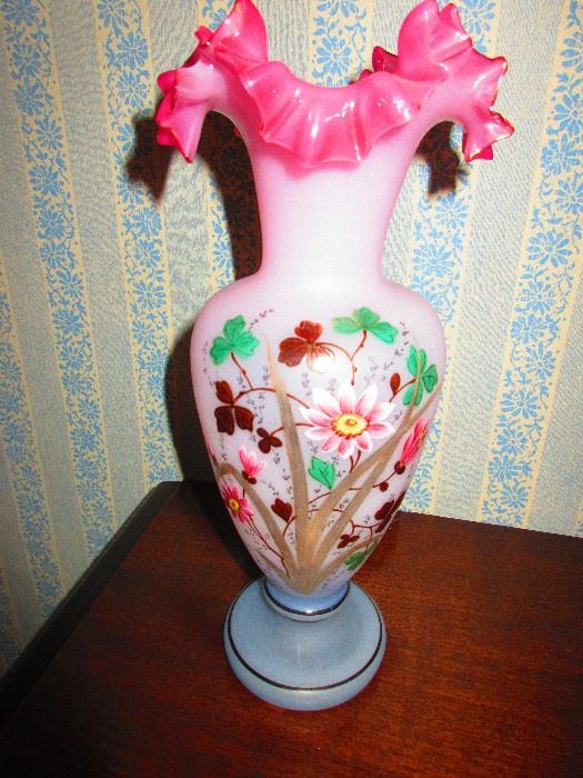 Enameled Victorian Bristol Vase
