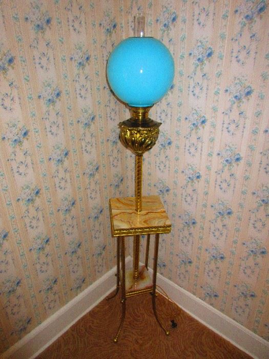 Victorian Brass & Agate Floor Lamp