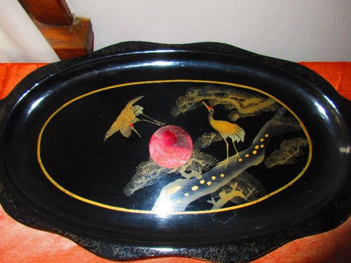 Antique French Chinoiserie Paper Mache Tray