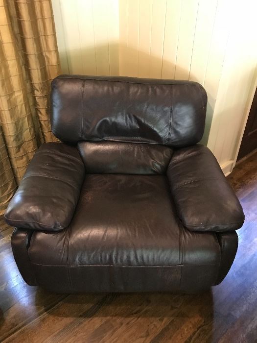 Pair of oversized leather recliner chairs