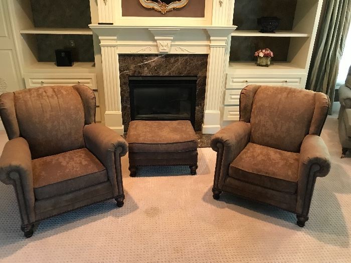 pair of micro-suede club chairs