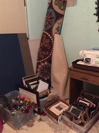 frames, rug, singer sewing machine
