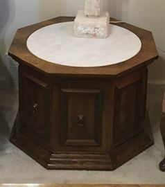 Portugese Marble Top End Tables (Custom Made) with Storage Doors