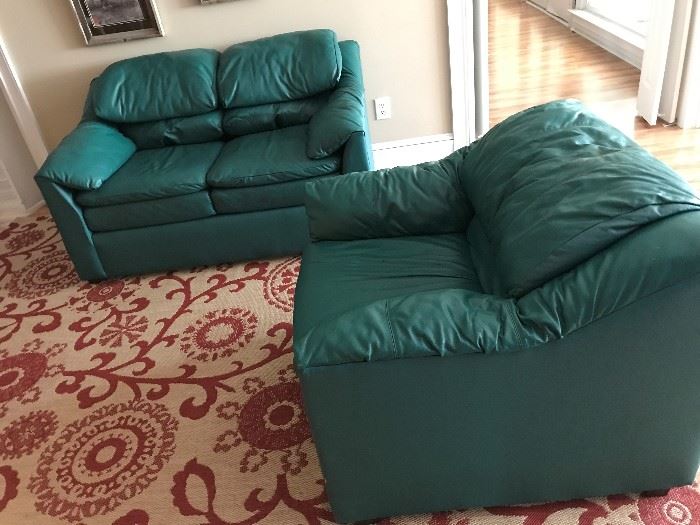 Leather oversized chair and loveseat