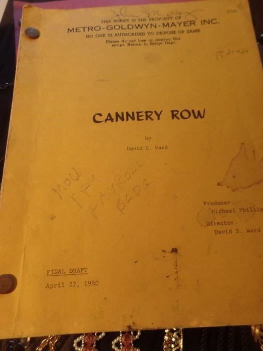 Original signed screenplay from Cannery row