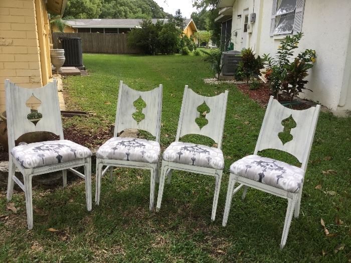 Four Pulaski Dining Chairs New Cushions Annie Sloan Chalk Paint with IKAT