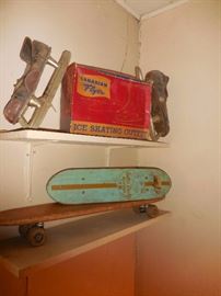 Vintage Skateboard, Ice Skates