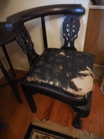 Hand Carved Round About Chair, Antique