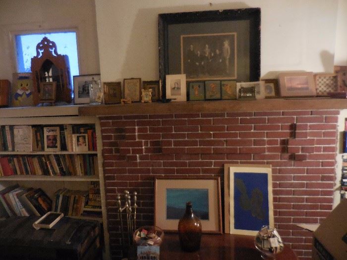 Mantel Fireplace, Prints, Pictures, Books