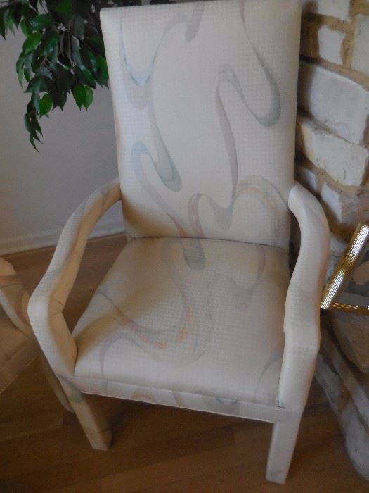 Custom Made SILK (2) Arm chairs, Purchased from Robert Allan "The Mart"