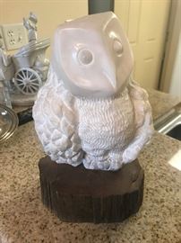 Marble carved owl sculpture 