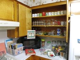 Very Nice Kenmore Microwave, Vintage Jars, Cookbooks.  Do you see Emily Buckert's, The Good Taste Collection Cookbook to the left?