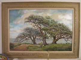 Beautiful Oil On Canvas, Wind Swept Oaks, Artist Herma Turpin.  This is Beautiful! oh I said that already, but it is lovely!