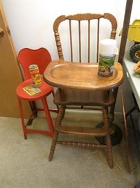 Vintage Metal Child's Chair, Vintage Jenny Lind High Chair
