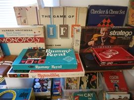 Vintage Monopoly, Aggravation, Rummy Royal and Life. 1960s versions.