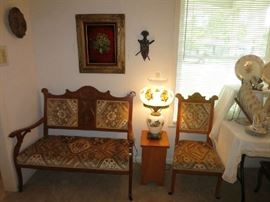 Antique Settee and Chair, Jack White Floral Art!