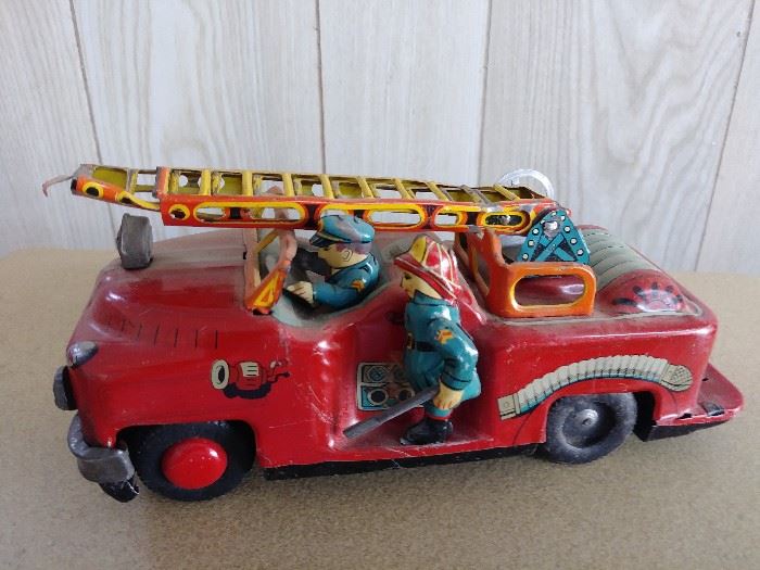 Vintage Tin Friction Fire Truck