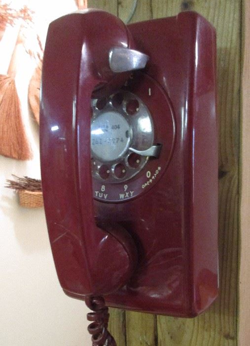 vintage red wall phone
