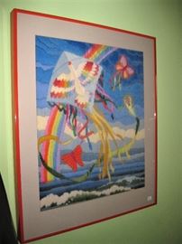 Bucilla hand done Rainbow and Kites (Embroidery Crewel Work)