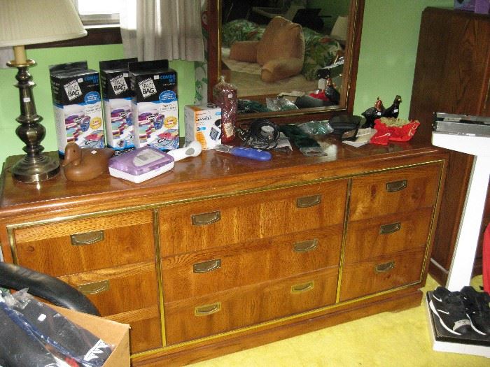 Dresser with Mirror, Upright Weight Scale, etc.
