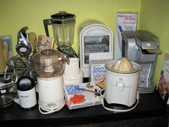 Lots of Small Kitchen Appliances and Gadgets, Kehrig Coffee Maker and Pod Holder Unit, etc.