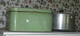 vintage bread box and cake carrier