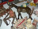 Super articulated antique wood monkey and horse