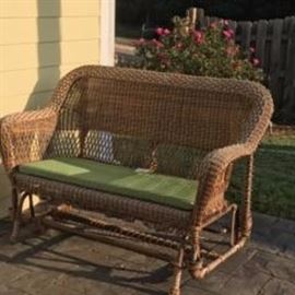 Wicker Resin Double Chair Rocker/Glider