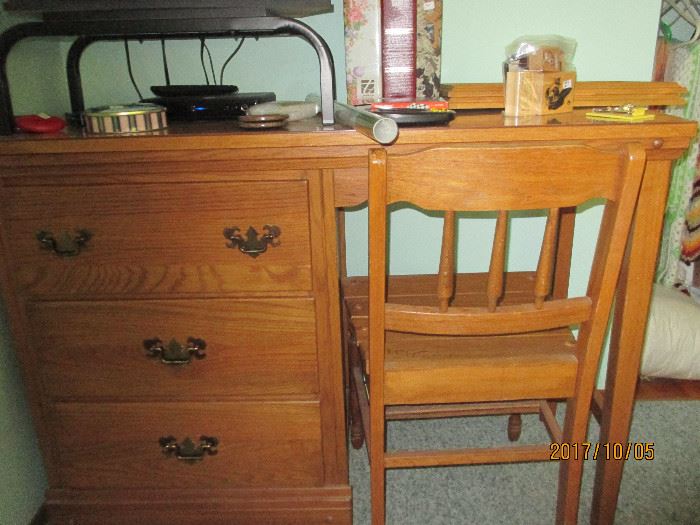 Very nice Mid Century desk, with middle drawer and side shelves   Need help to move, no assistance available