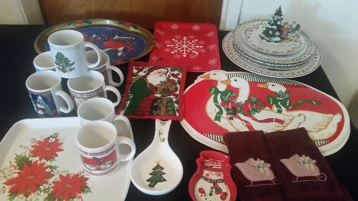 6 tables full of Christmas 
(new & vintage)