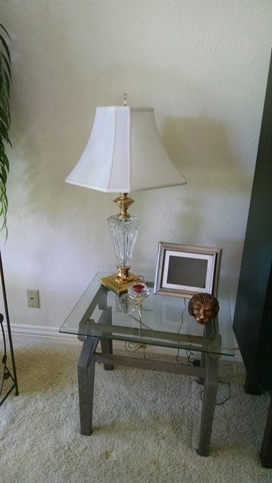 glass top end tables , table lamps 