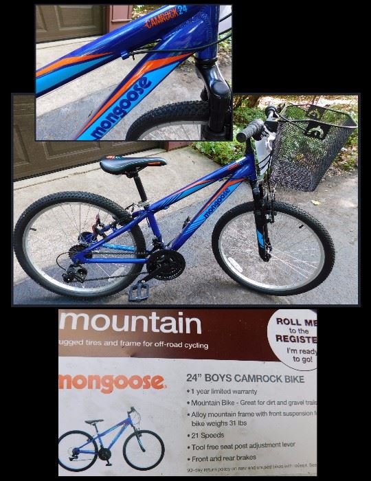 24 inch Boys Camprock Mongoose mountain bike with 21 speeds