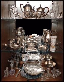 Collectibles: including glassware, brass, silverplate, figurines and vases