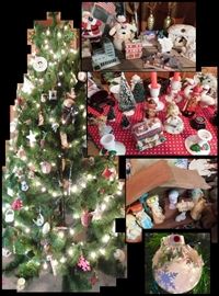 Fully decorated Christmas tree with lights and other holiday decorations