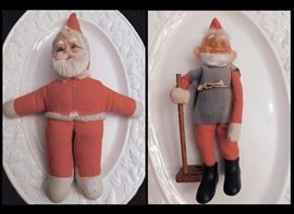 Vintage Santa doll and elf farmer doll