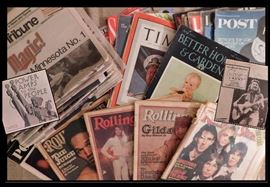 Vintage newspapers and magazines including: Rolling Stone, Post, Time, Better Homes and Garden and more.  They are not in perfect condition, but contain some very groovy advertisements worthy of framing.