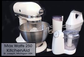  A sampling of kitchen gadgets like KitchenAid mixer , coffee grinder, etc.