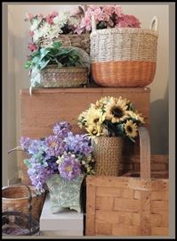  A sampling of baskets and silk flowers 
