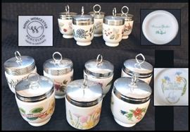 Porcelain egg coddlers by Royal Worcester Porcelain, Persian Garden by Shafford and Day Lilly