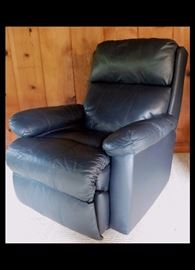 Navy blue leather rocker recliner