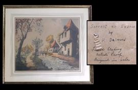 French etching entitled "Sorrent en Savoie" Translated to  "Go out in the Savoie" which is a region in eastern France. This is a rare Artist's proof by Paul Delmond. 