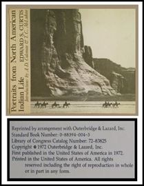 Large Hardcover 1972 first edition of "Portraits from North American Indian Life" by Edward S. Curtis