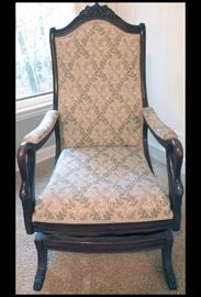 Victorian rocker with swan arms and paw feet