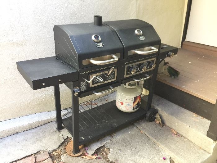 Dual gas/charcoal grill - used twice and kept covered!