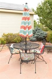 Five Piece Wrought iron Outdoor Patio Set With Umbrella