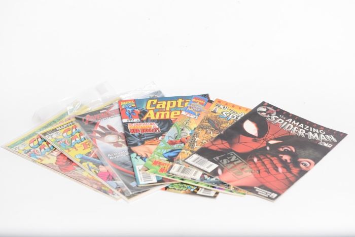 Comic Books Including Spider-Man And Captain America