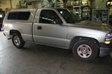 2001 1500 CHEVY TRUCK WITH CAMPER SHELL.