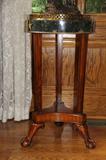 WOOD AND MARBLE PEDESTAL