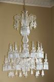 8' CRYSTAL 50 ARM CHANDELIER LARGE PRISMS.